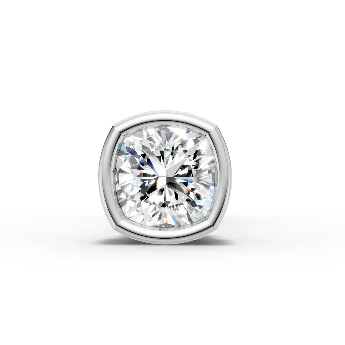 Cushion Diamond Bezel Stud Earring